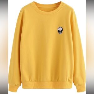 SweatyRocks Women’s Alien Patch Long Sleeve Pullover Crewneck Sweatshirt Size XL